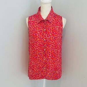 CAbi Red and Pink Sleeveless Blouse